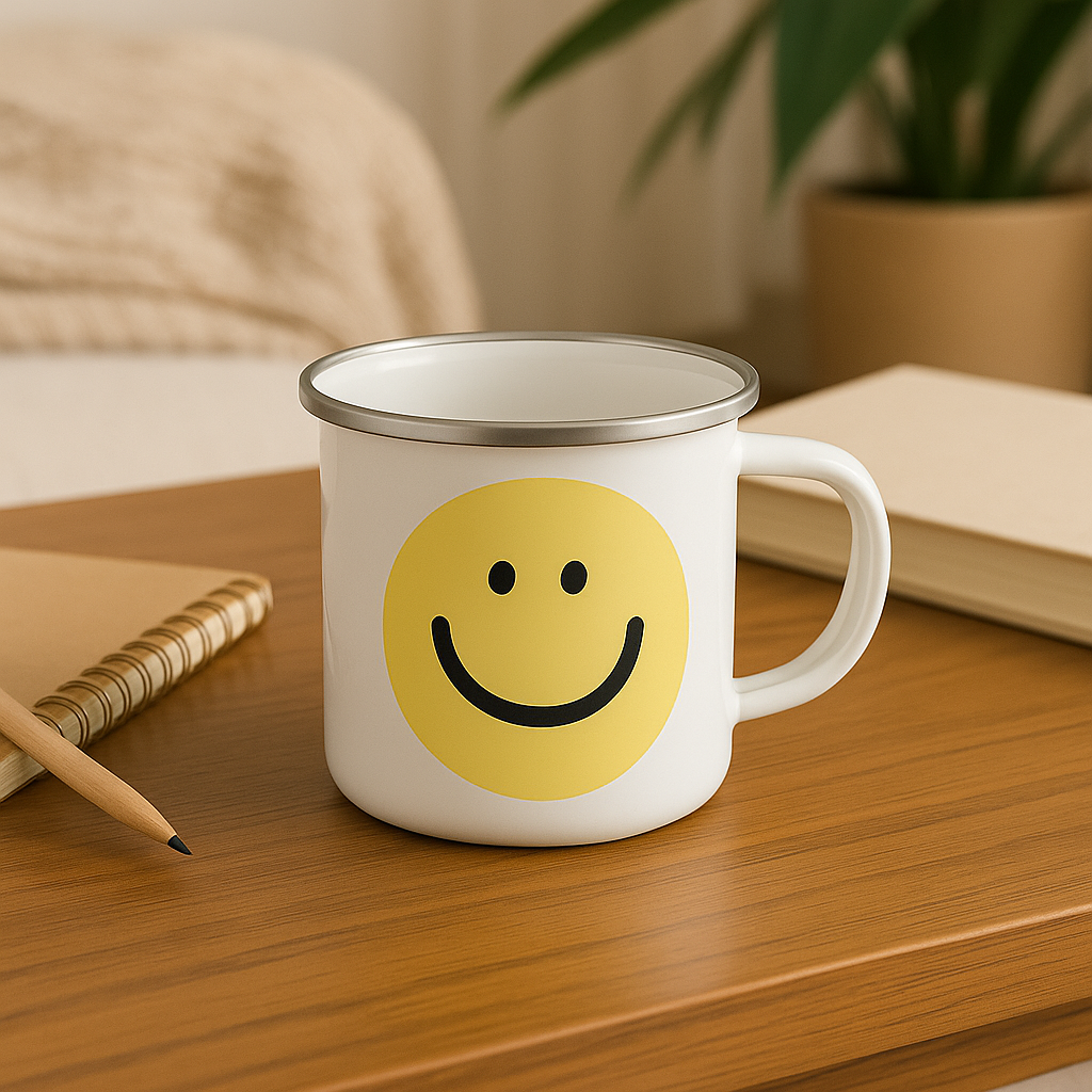 Smiley Face Enamel Mug
