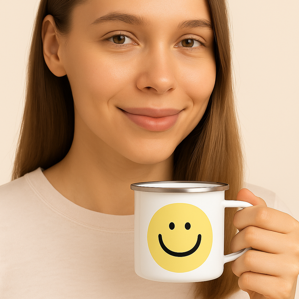 Smiley Face Enamel Mug