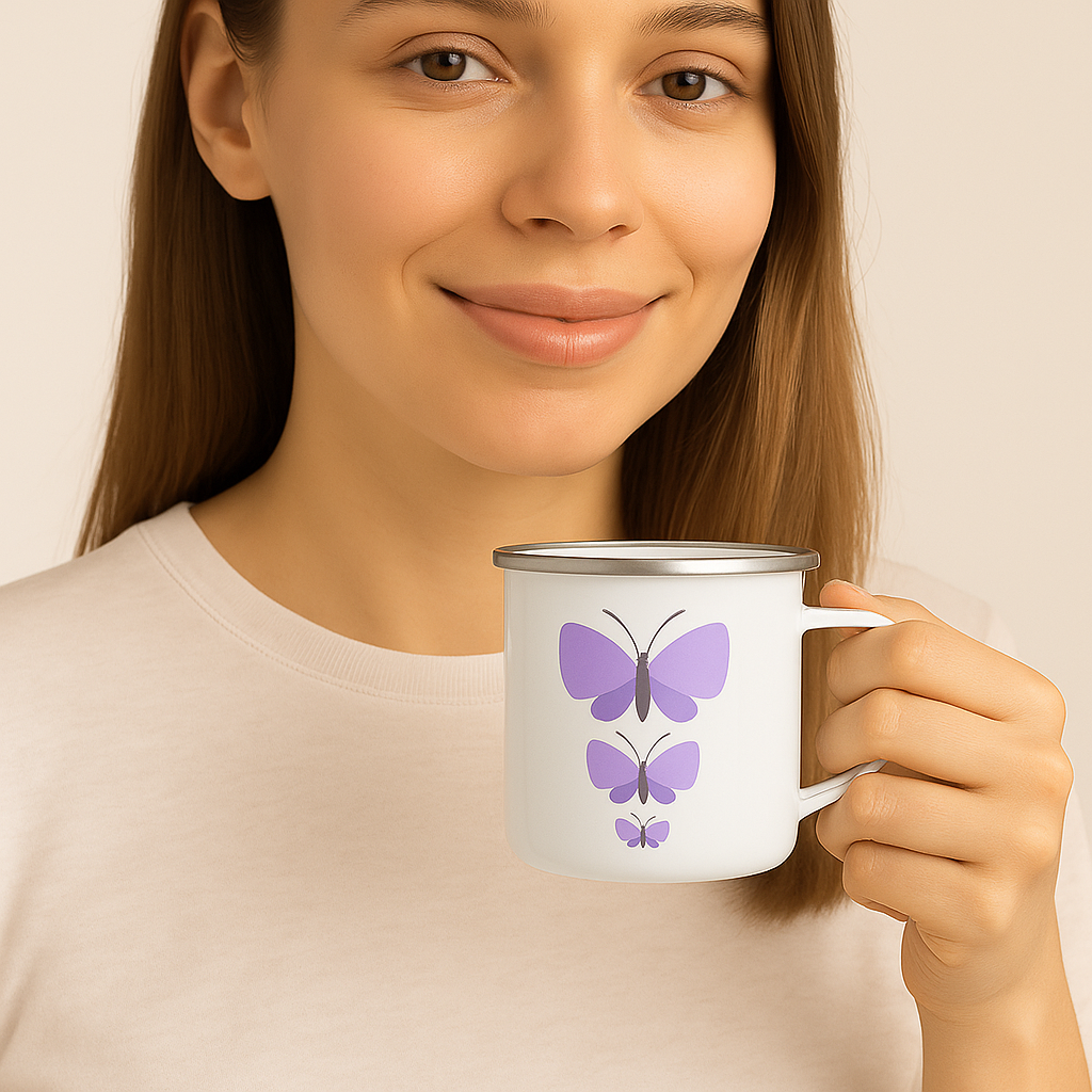 Lavender Butterflies Enamel Mug