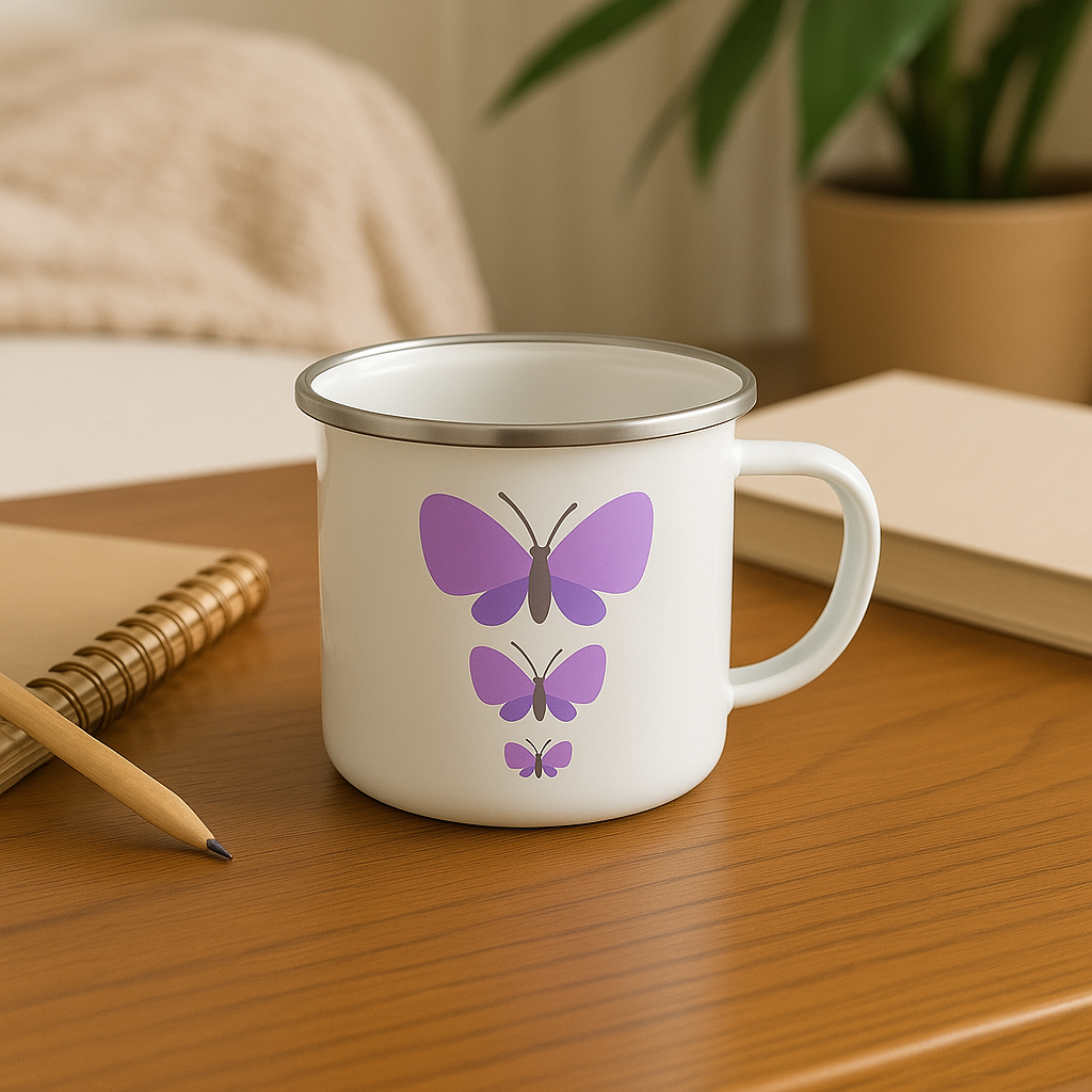Lavender Butterflies Enamel Mug