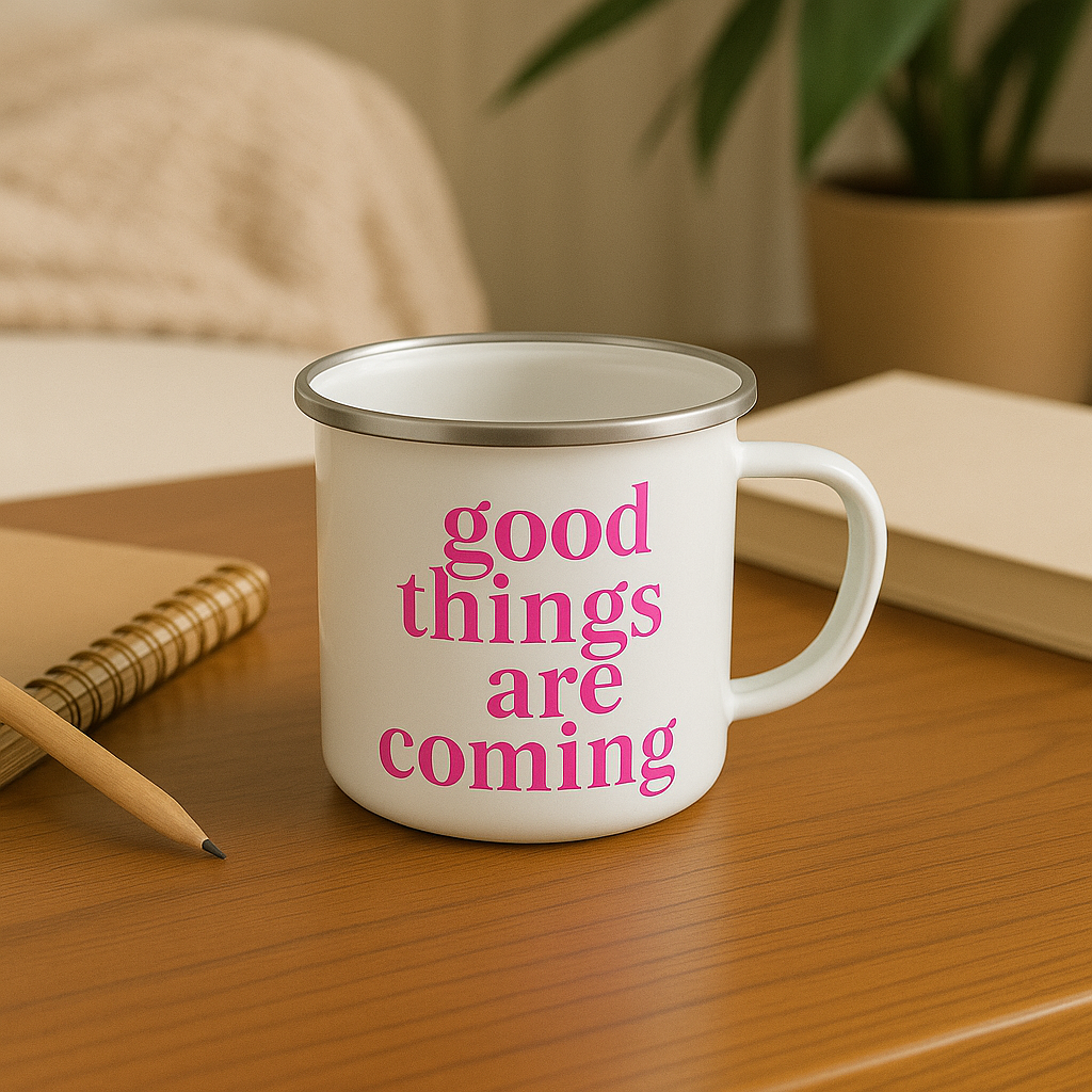Good Things Are Coming Enamel Mug