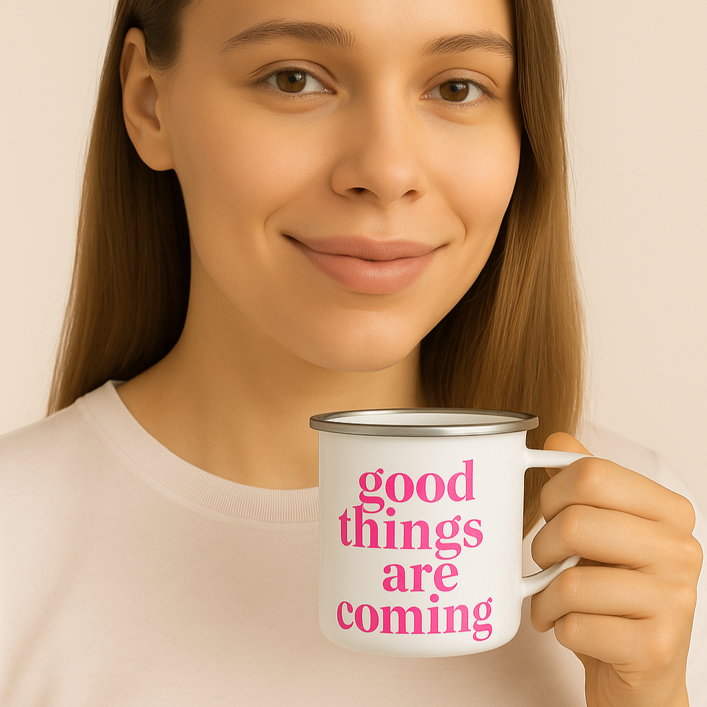 Good Things Are Coming Enamel Mug
