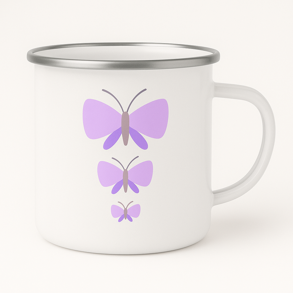 Lavender Butterflies Enamel Mug