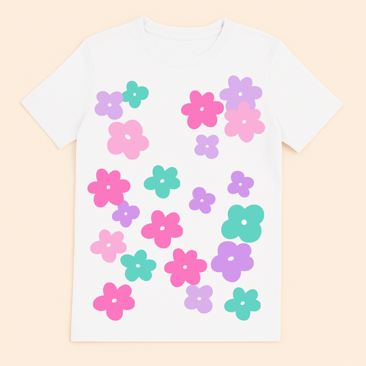 Colorful Retro Flowers – Short Sleeve Shirt