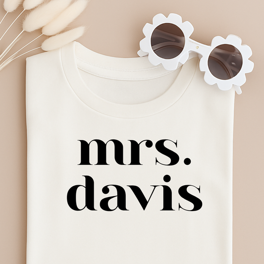 Personalized Mrs. Last Name – Short Sleeve Shirt
