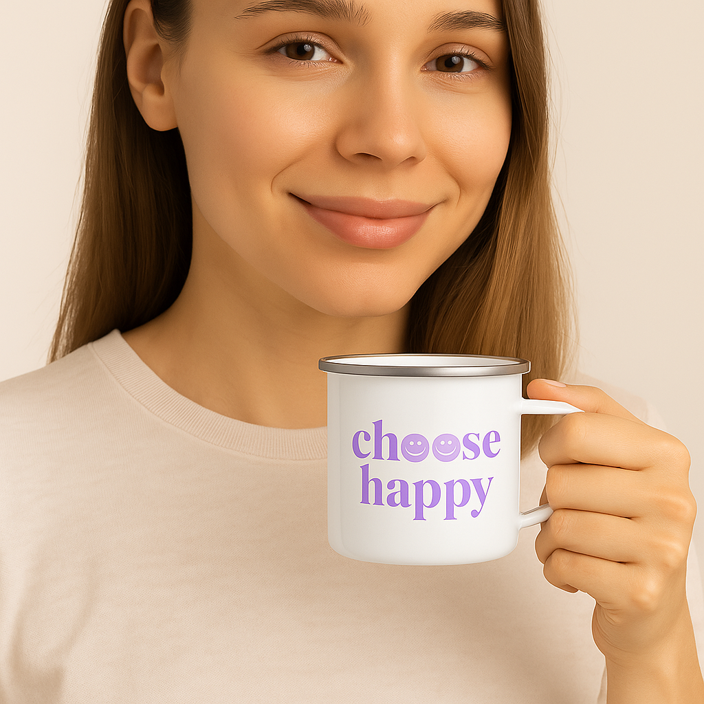 Choose Happy Enamel Mug
