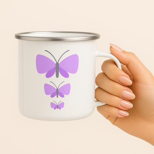 Lavender Butterflies Enamel Mug